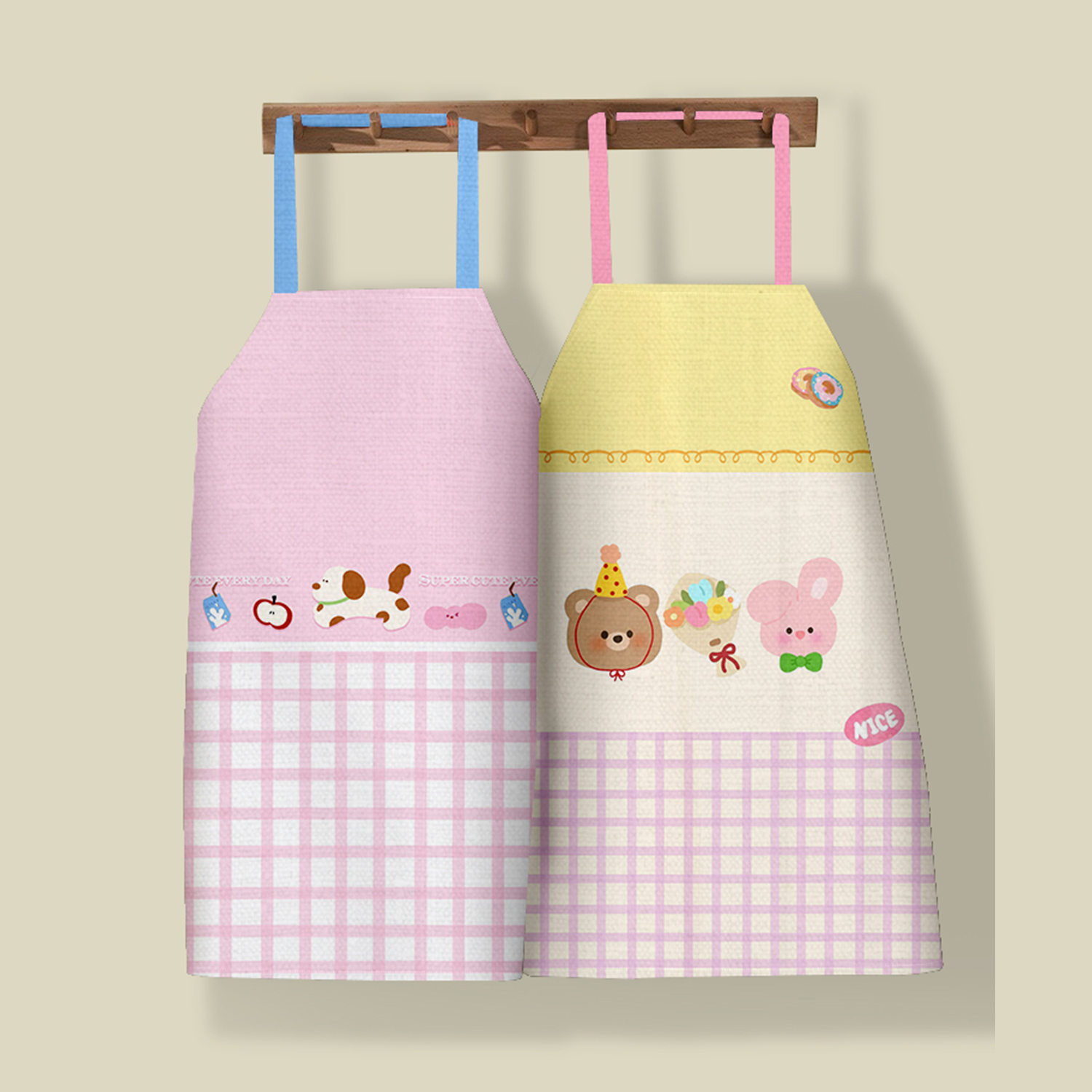 卡通小熊围裙防水罩衣年轻工作服