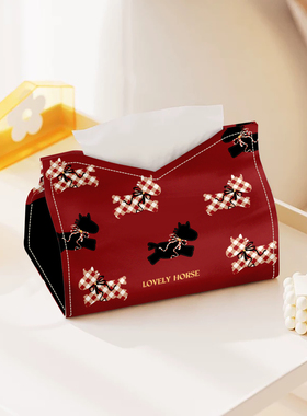 剪影小黑马天鹅绒家用纸抽盒客厅茶几纸巾收纳盒车载办公室餐巾盒