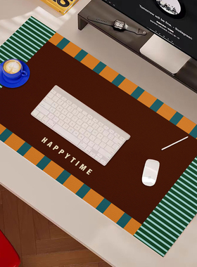 橙色回忆办公桌垫超大鼠标垫护肘学习书桌垫方形电脑皮革键盘垫板