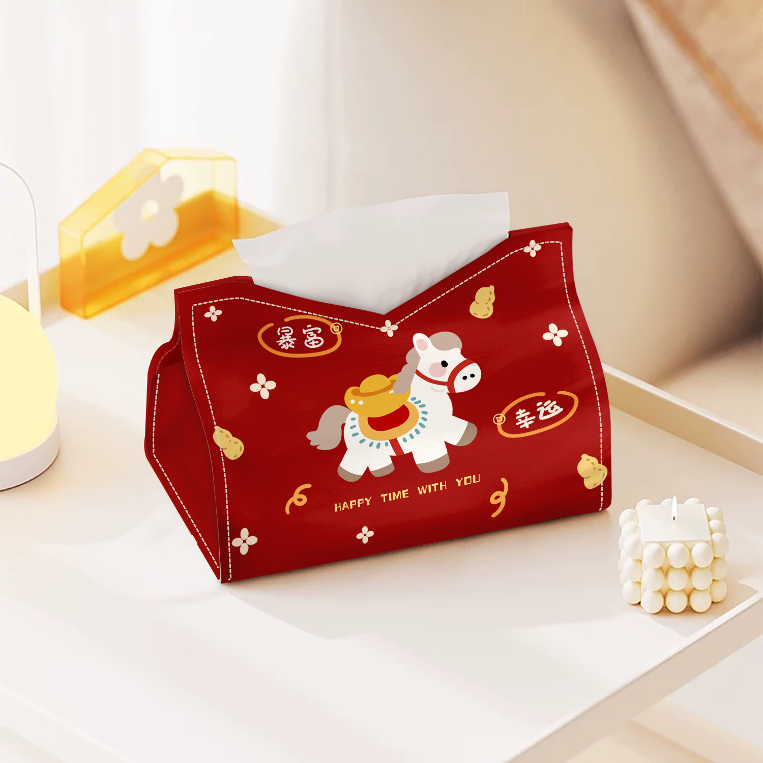 卡通小马纸巾盒红色抽纸盒桌面客厅创意茶几收纳餐巾纸子盒家用,收纳整理,纸巾盒,淘宝优惠券,粉丝福利购,淘宝优惠卷