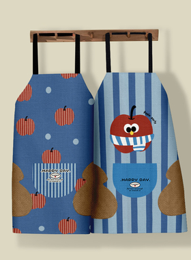 围巾红色苹果厨房可擦手围裙防水家用做饭专用挂脖罩衣围腰工作服