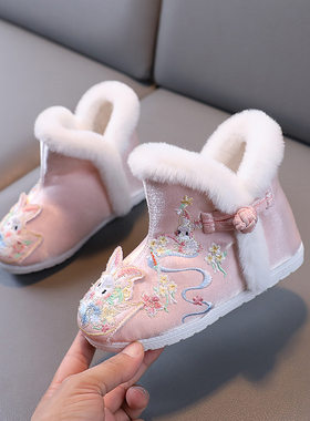 冬季汉服鞋子女童中国风兔子