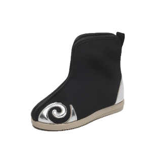 儿童汉服靴子古装国风男童汉服鞋古风老北京手工布鞋绣花鞋冬加绒