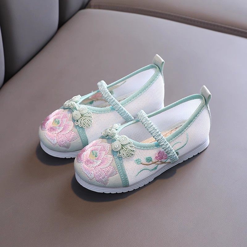 夏季儿童网纱汉服鞋绣花鞋女童图片