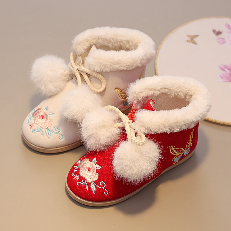 女童汉服鞋冬款古风加绒汉服靴子古装国风儿童绣花鞋手工拜年棉鞋,童鞋/婴儿鞋/亲子鞋,儿童汉服鞋,淘宝优惠券,粉丝福利购,淘宝优惠卷