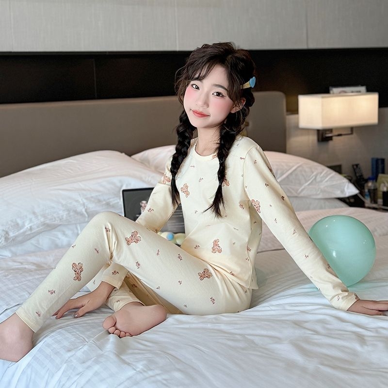 儿童睡衣新款女童纯棉秋衣秋裤中大童母女内衣套装女孩保暖衣秋季