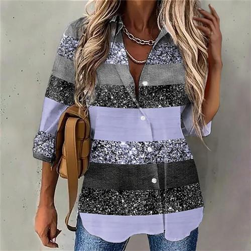 autumn long sleeved gradient d digital collar shirt with