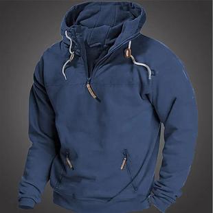 youth color hooded sweatshirt solid Mens casual loose