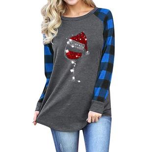 Shirt Round Womens Glass Christmas Wine Hat Bottoming Red