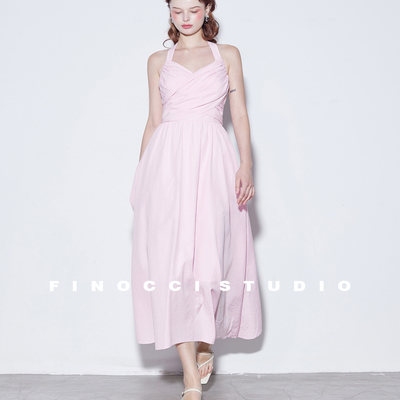 法式解构透气优雅条纹连衣裙女夏