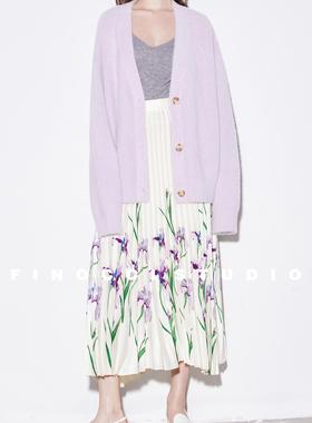 FINOCCI 2025秋季新款慵懒软糯宽松不掉毛神仙色毛织开衫时尚外套