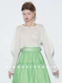 FINOCCI绵羊毛莱赛尔云柔细腻零重肤感羊腿袖 极简宽松气质针织衫