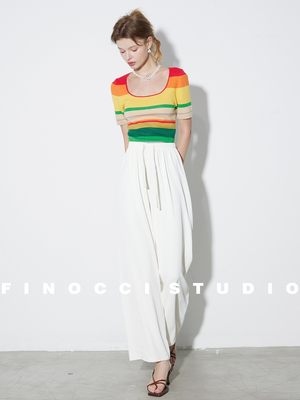 FINOCCI2024夏季新款针织上衣