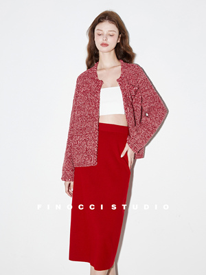 立体花边小香风针织开衫