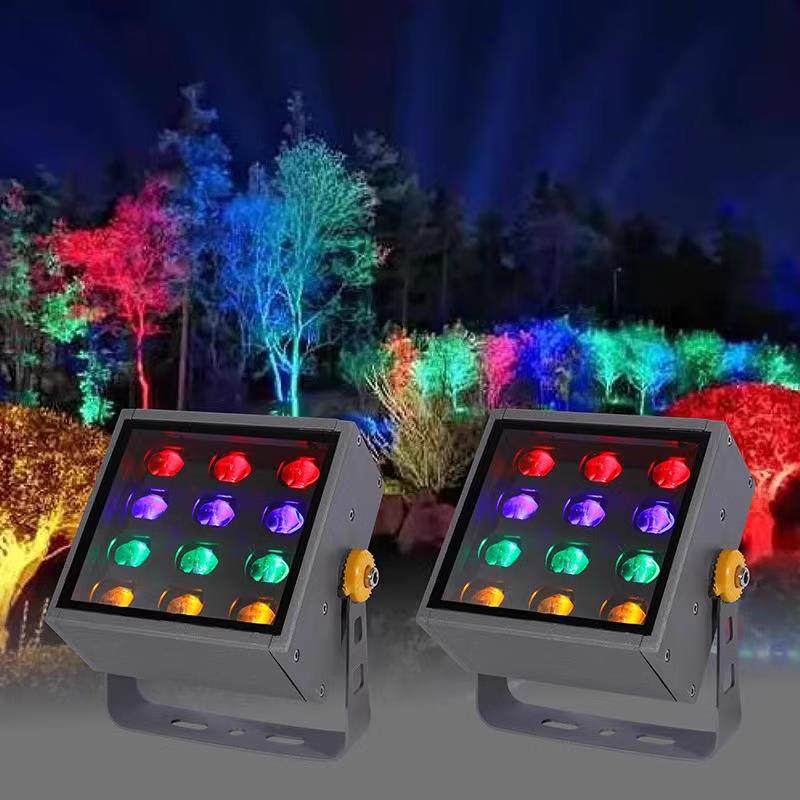 热销led彩虹投光灯照树灯48W户外防水七彩院子花园景观墙梁文旅射