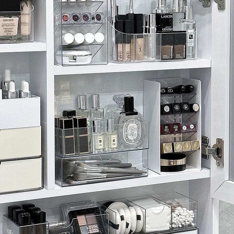 热销浴室镜柜收纳盒化妆室化妆品口红置物架透明压克力台面分格整