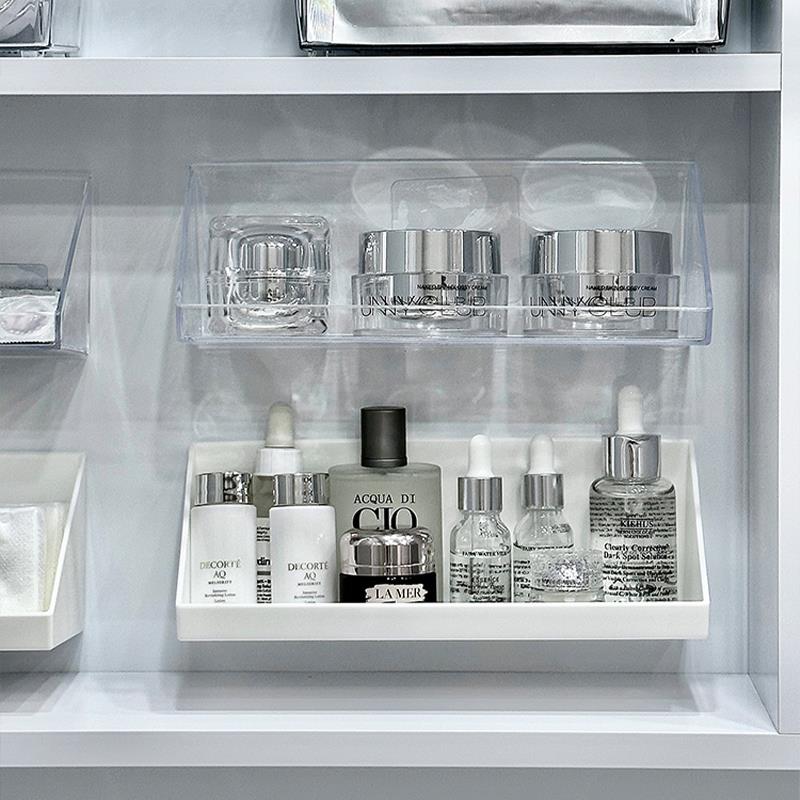 热销镜柜收纳盒家用卫生间浴室柜壁挂式免打孔斜口置物架化妆品整