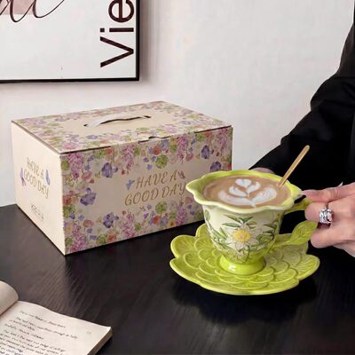 高颜值陶瓷咖啡杯碟套装精致漂亮喝水杯子办公室泡茶杯生日礼物女