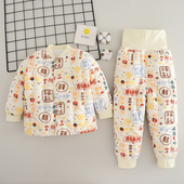 加厚男童女童冬装 冬季 宝宝棉袄棉裤 儿童高腰护肚手工棉花棉衣套装