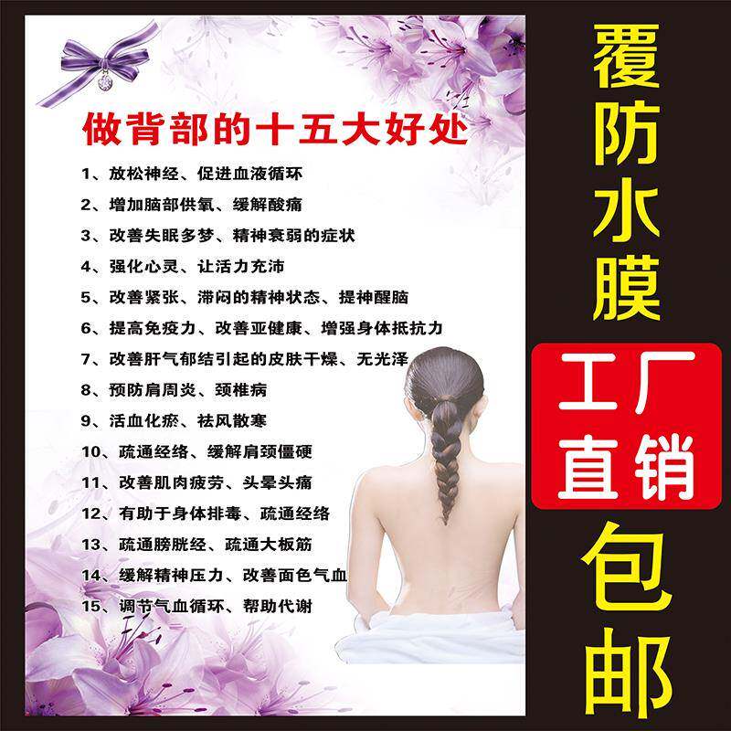 包邮中医养生做背部的十五15大好处养生广告宣传挂图海报张贴kt板