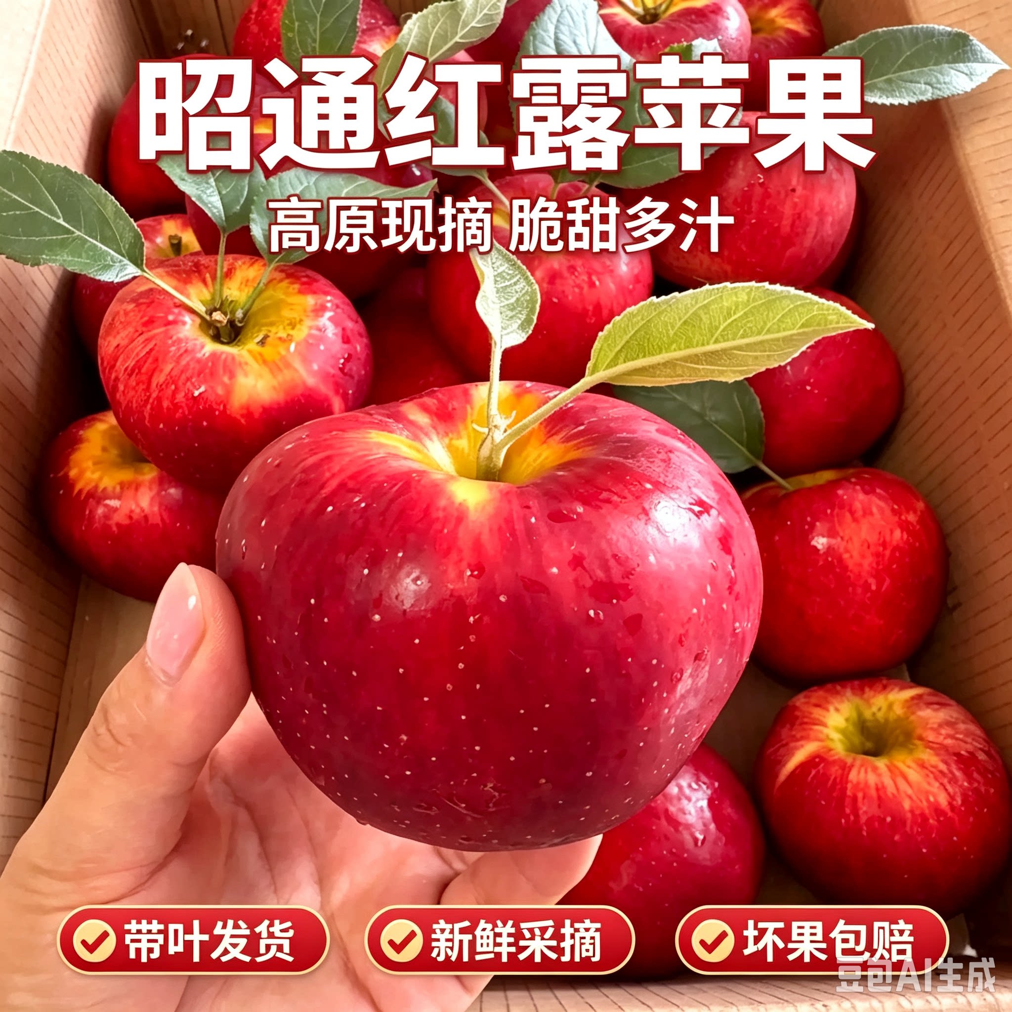 昭通红露苹果纯甜无酸甜脆苹果昭通丑苹果现摘现发新鲜直达24果