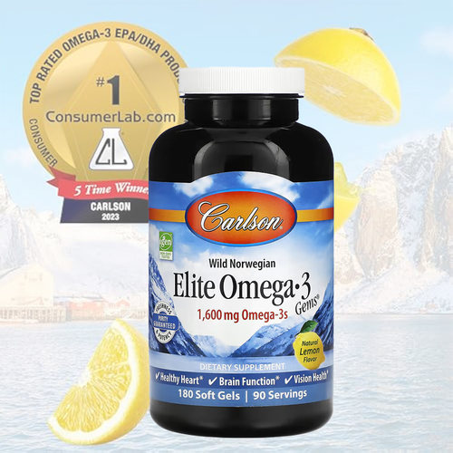 新现 美国Carlson Labs Elite Omega-3精华素鱼油180粒 27.7