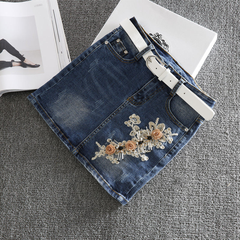 半身裙女顯瘦2021新款春季重工刺繡手工釘珠性感潮牛仔短裙包臀裙在類目 女裝/女士精品, 半身裙中 - 來自Buy2taobao.com提供專業的淘寶代購服務