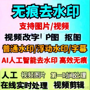人工在线视频去水印无痕消除水印视频去字幕图片去水印字幕提取