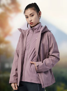 探路者冲锋衣三合一户外男女防水徒步外套登山服TAWI91311/92310