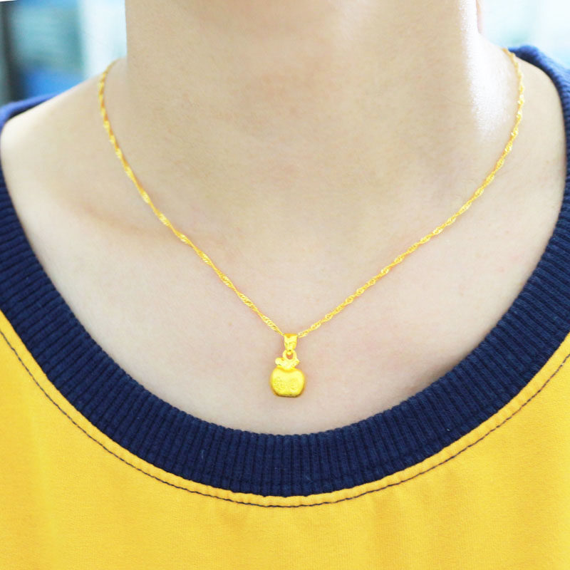 正品黄金项链女款9999足金吊坠苹果坠子纯金套链真金情人节送礼物