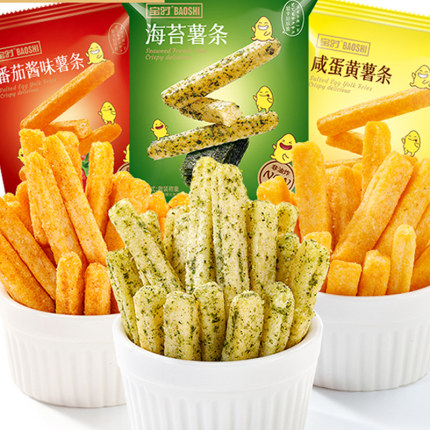 多口味薯条18g*16包一整箱小零食番茄蛋黄海苔味休闲食品宝时汇佳