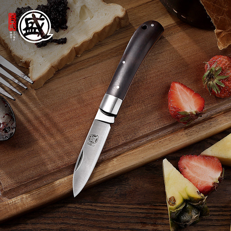 日本三本盛户外折叠小刀子锋利多功能高档水果刀便携不锈钢刀具