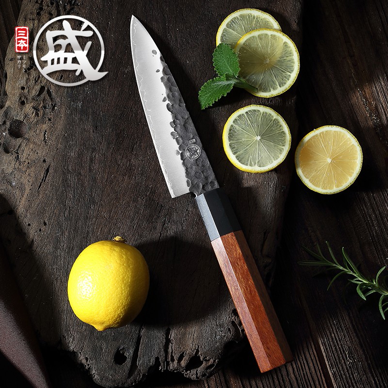 三本切菜手工锻打不锈钢万用刀