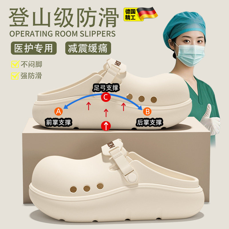 手术室拖鞋女款厚底2026新款家居外穿防滑防臭凉鞋包头防撞洞洞鞋