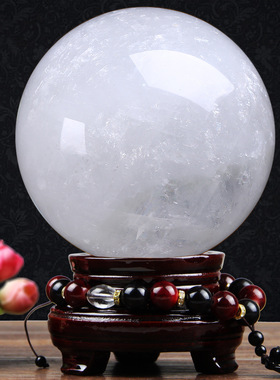 天然白水晶球摆件白色玄关客厅家居原石打磨公司开业送礼工厂直销
