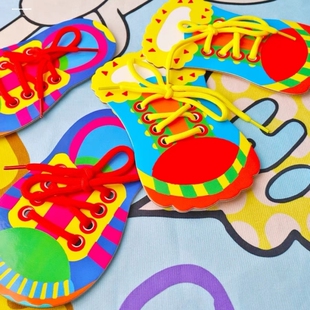 系鞋带教具小班生活区域材料幼儿园纽扣拉链儿童精细动作训练玩具