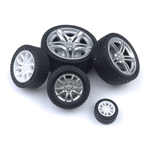 DIY科技制作玩具模型配件橡胶塑料车轮不锈钢车轴套装多规格