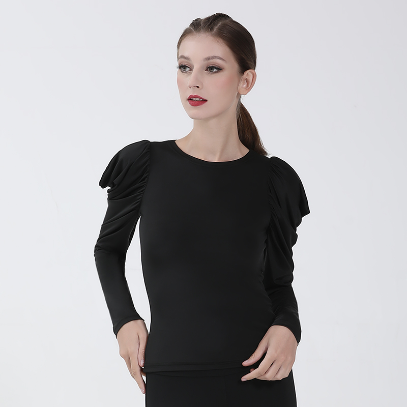 秋冬拉丁舞上衣女时髦设计感专业长袖拉丁练功服新款摩登舞蹈服装