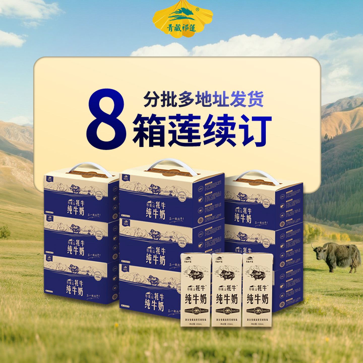 青藏祁莲牦牛纯牛奶8箱分期发货