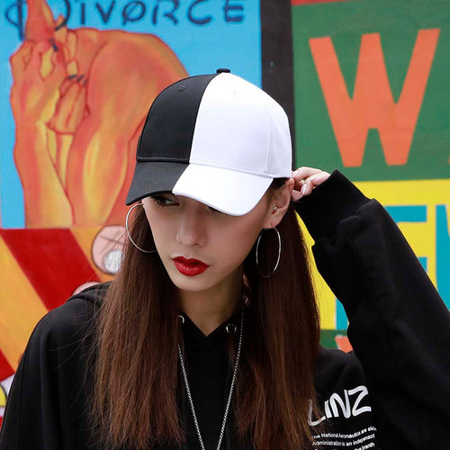 帽子kenmo黑白色拼接潮流个性