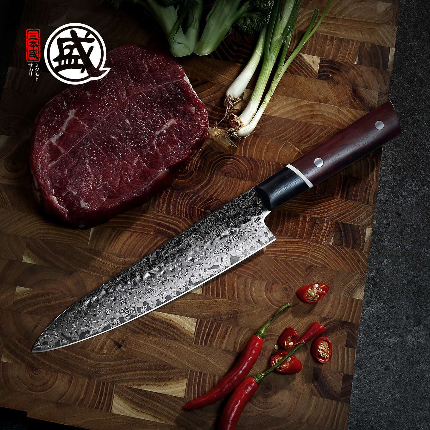 日本三本盛进口粉末钢主厨刀