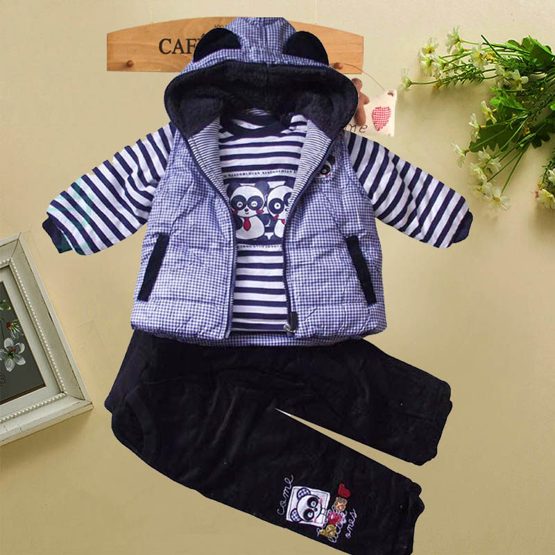 小数点童装新款男童女童秋冬款加厚棉衣儿童宝宝冬装保暖三件套装