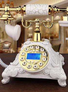欧式复古电话机座机家用老式仿古电话机固定无线插卡旋转客厅有线