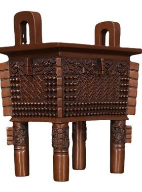 紫铜父戊方鼎摆件客厅办公室家居工艺品开业礼品