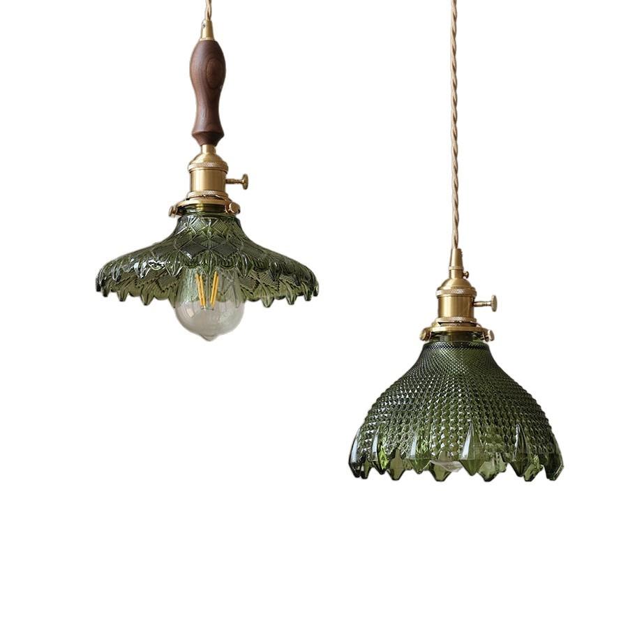 中古黄铜玻璃小吊灯现简吊约民宿餐裙厅345卧室床头代碎钻多格花