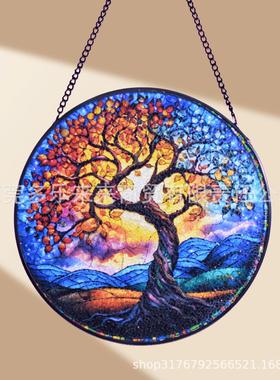 彩绘玻璃挂饰，20CM新款复古热销玻璃挂件浮雕立线艺术装饰