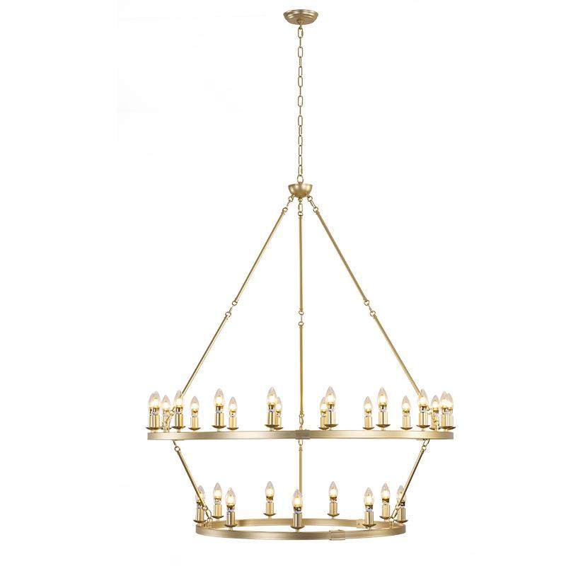 新款美式客厅灯工业复古loft圆形双层铁艺吊灯咖啡厅灯饰