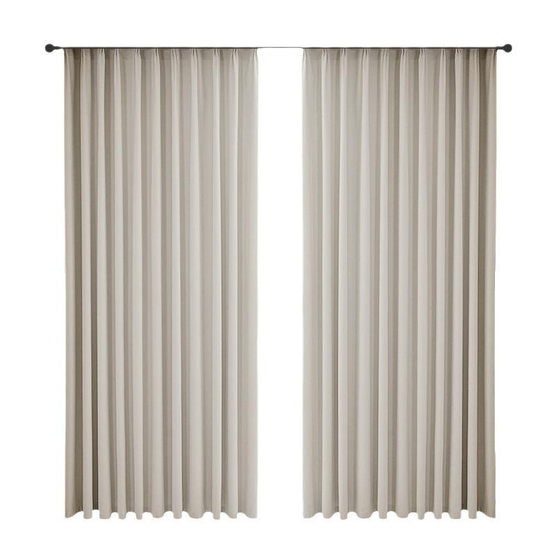 量平房价双麻遮光窗帘卧室奶面油风免打孔安装跑窗帘成815品租小