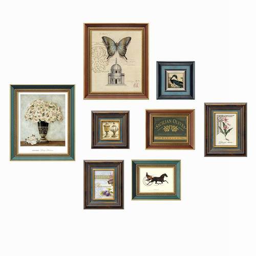 美式复古照片墙装饰画简约欧式餐厅玄关客厅实木相框组合壁画挂画