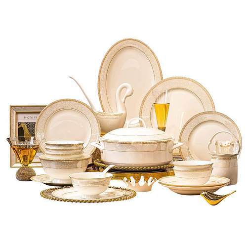 景德镇碗筷陶瓷高级感碗陶瓷碗碟餐具套装家用碗送礼乔迁新居简约